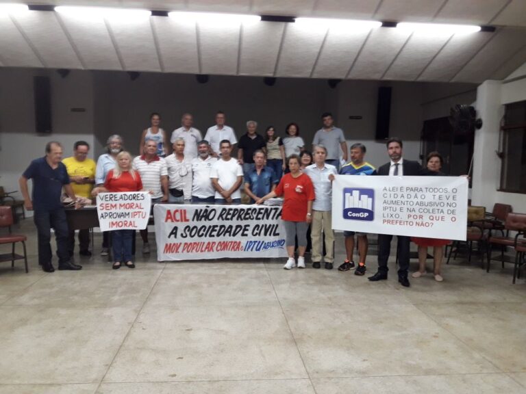 Moradores vão protocolar projeto de Iniciativa Popular contra o IPTU