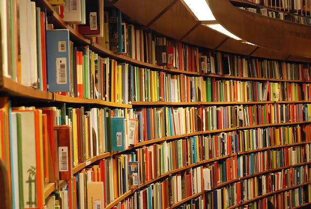Fui à biblioteca