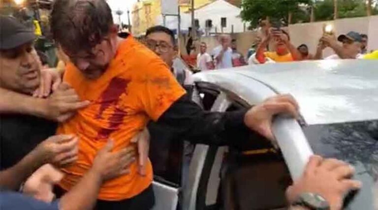 Cid Gomes tenta invadir quartel com trator e é atingido por dois tiros