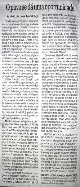Novo ministro da Justiça, André Mendonça foi procurador da União em Londrina e escreveu um artigo favorável a eleição de Lula