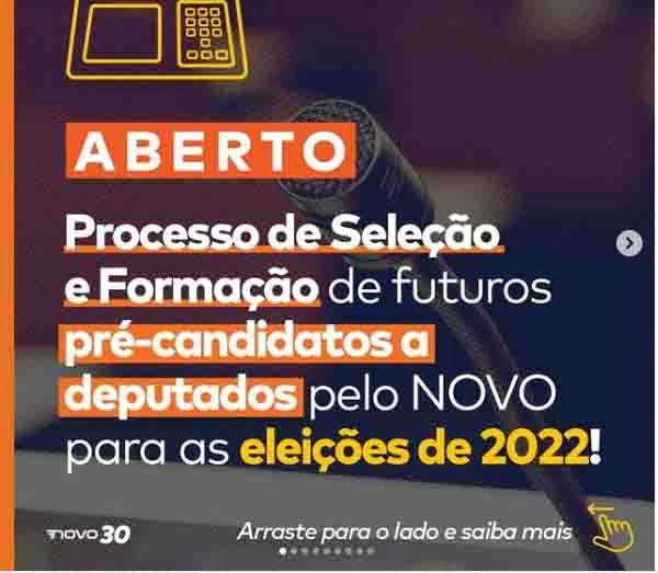 Partido NOVO começa a selecionar candidatos para 2022