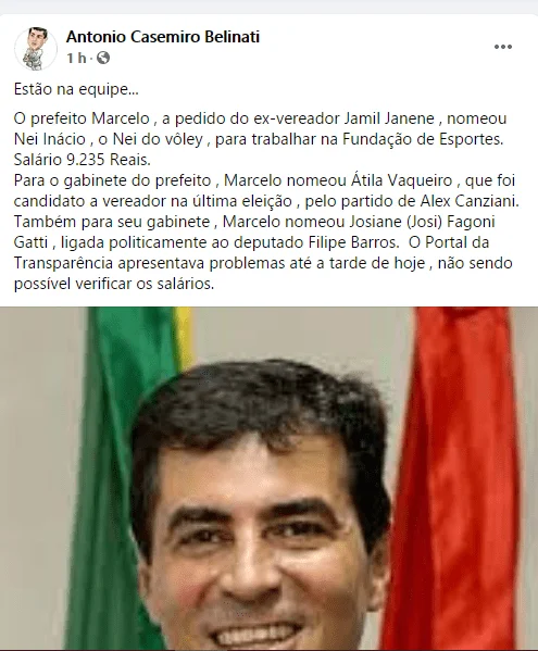 Belinati oposição a Belinati. Ou seria só cena?