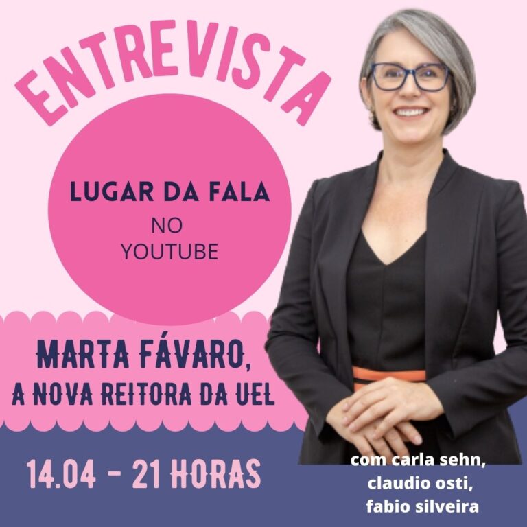 Hoje tem entrevista exclusiva com a nova reitora da UEL, Marta Favaro. Agende aí