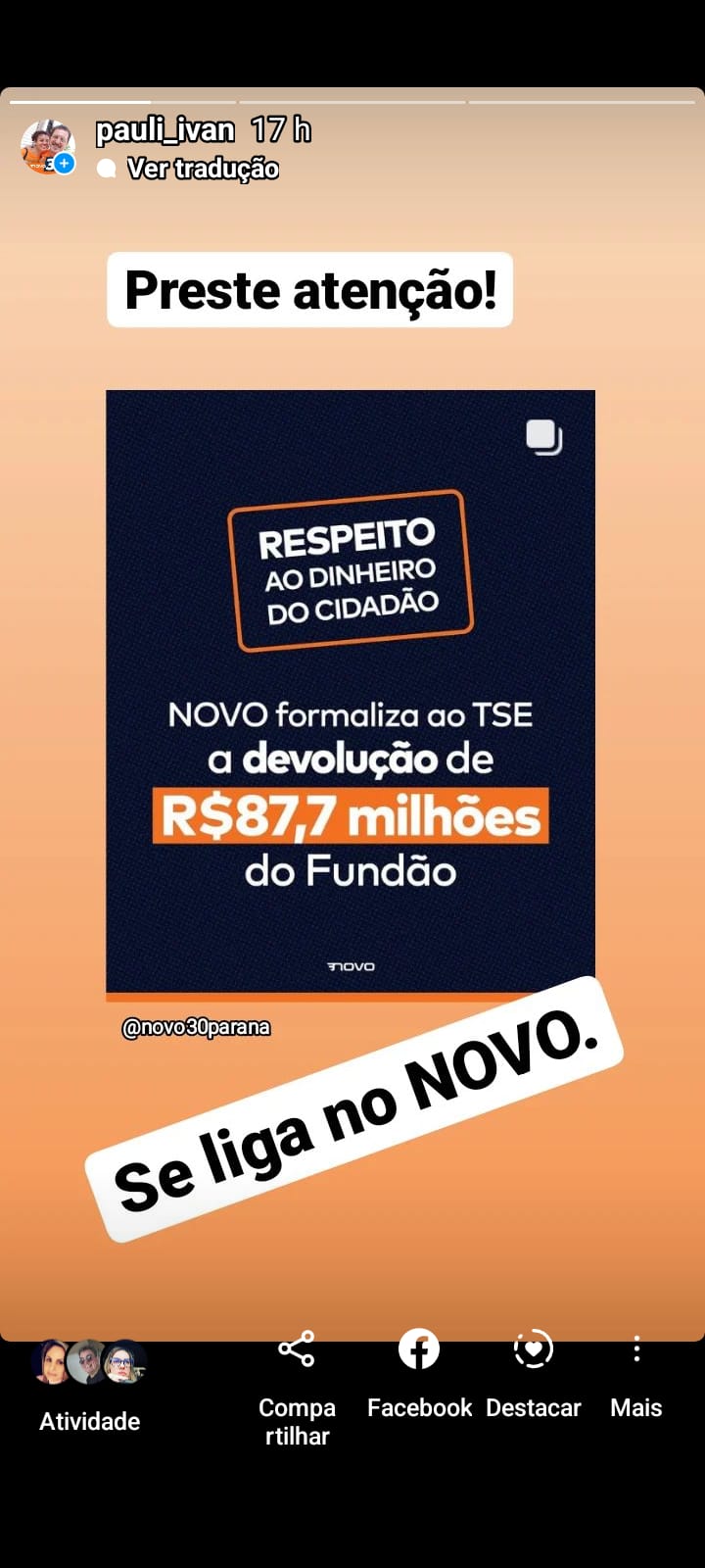 Partido Novo devolve valor do Fundo Eleitoral
