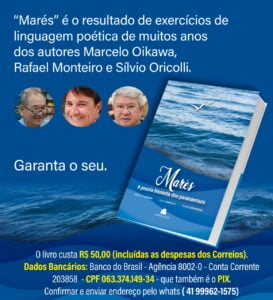 imagem destacada: Está na praça o livro Marés, dos escritores Marcelo Oikawa, Rafael Monteiro e Silvio Oricolli