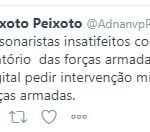 Tuiteiro sugere intervenção militar nas Forças Armadas