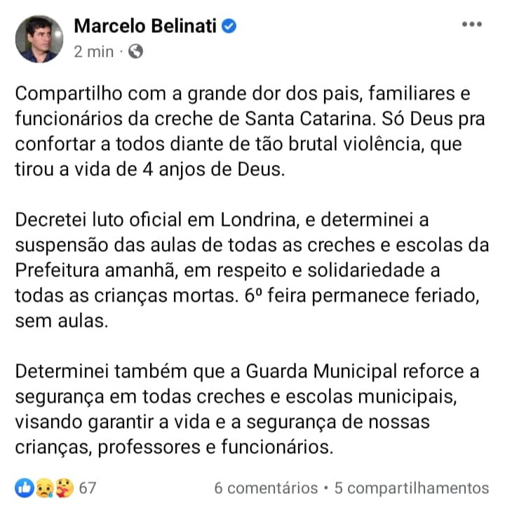 Aulas suspensas amanhã na rede municipal de Londrina