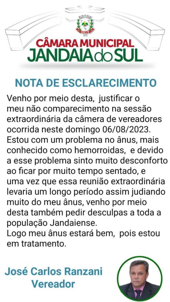 Um vereador com um problema na parte “sentante”
