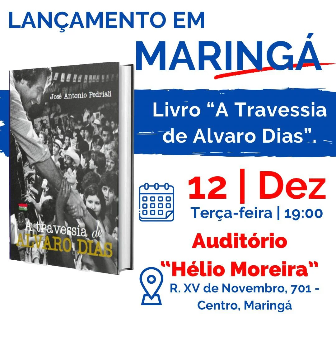 Alvaro Dias lança seu livro em Maringá. Campanha?
