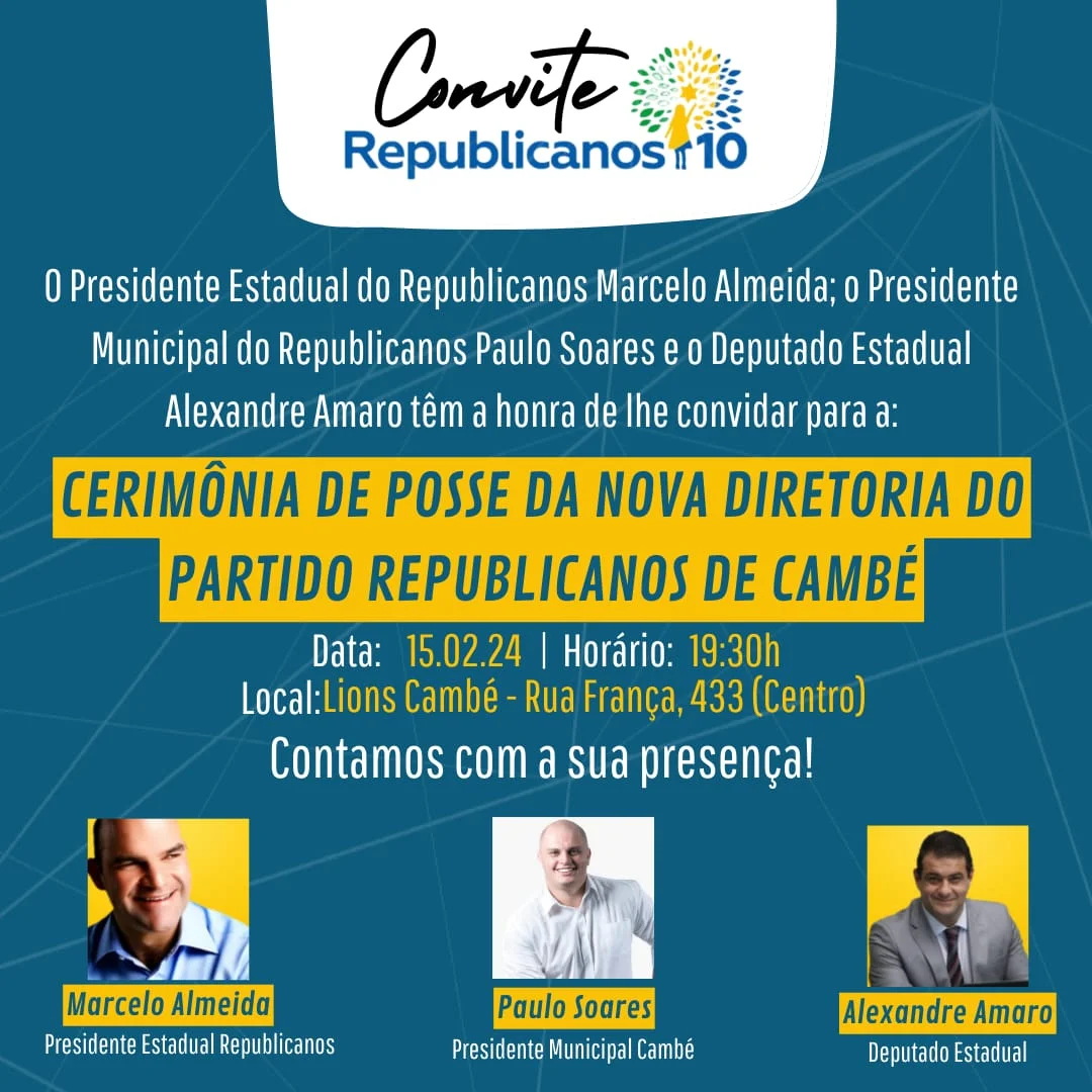 Republicanos confirma que terá candidato a prefeito em Cambé