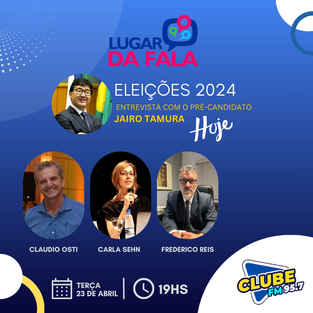 Lugar da Fala começa série de entrevistas com pré-candidatos a prefeito de Londrina. Hoje tem Jairo Tamura