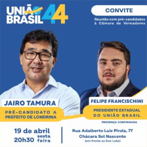 imagem destacada: Pelo menos por enquanto, confirmada a pré-candidatura de Jairo Tamura a prefeitura de Londrina