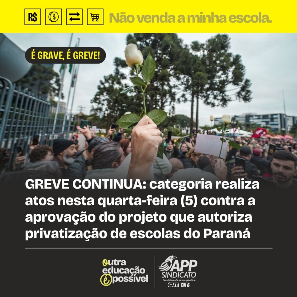 Tratoraço na Assembleia e projeto de lei que abre caminho para a privatização das escolas é aprovado. Professores mantém greve