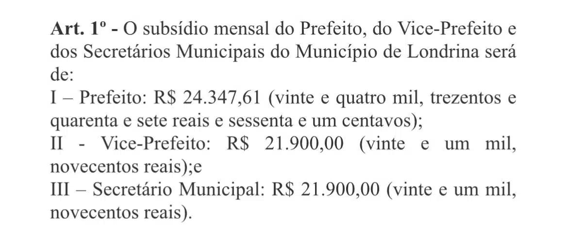 50% é o aumento de salário para secretários, sugerido por Tiago Amaral. Para o vice é ainda maior