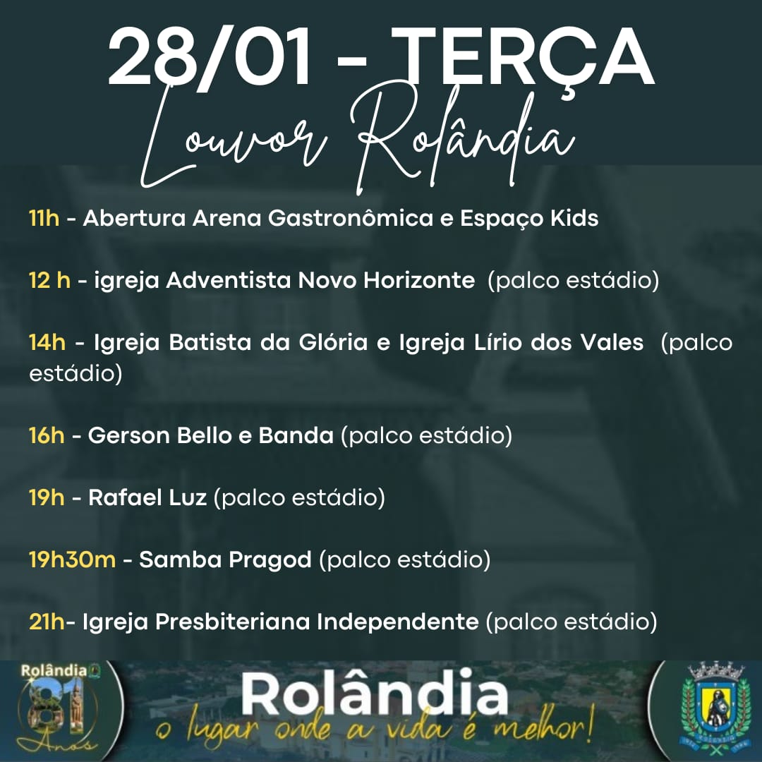 Festa de aniversário de Rolândia começa sábado e vai até terça