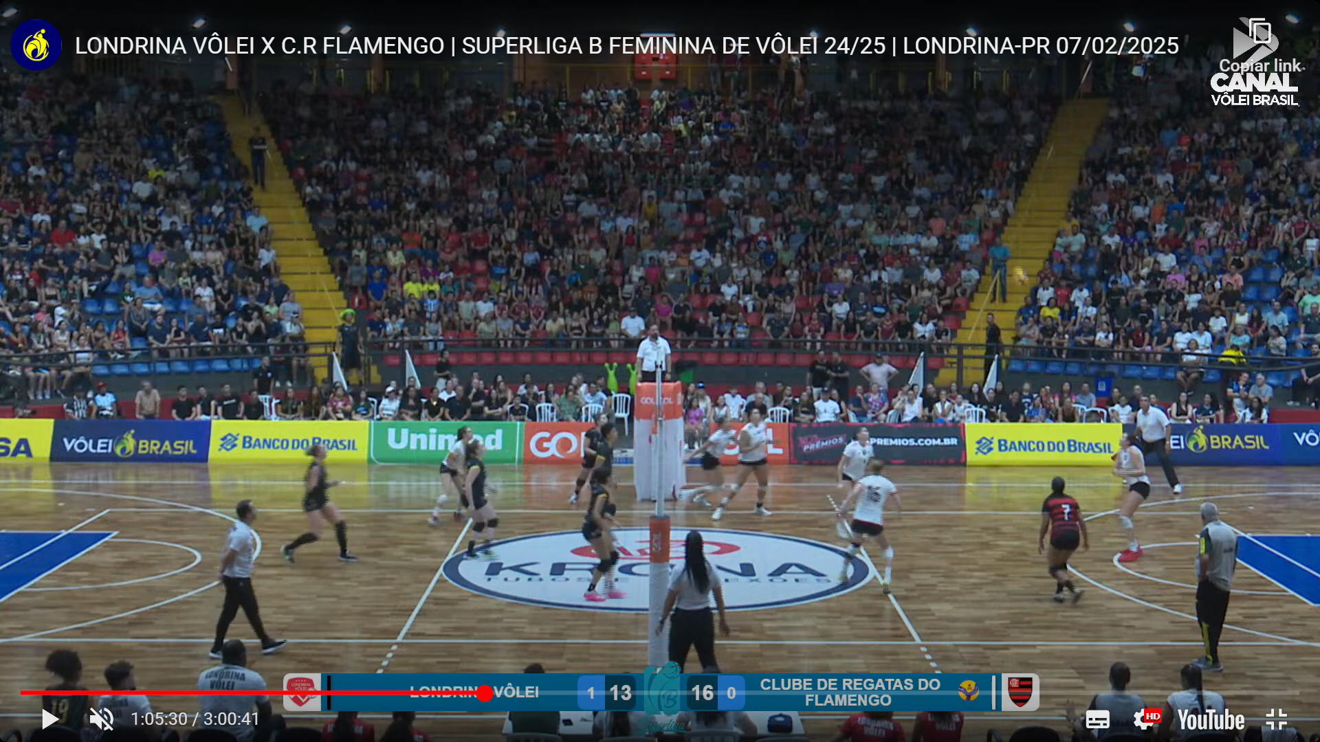 Londrina Vôlei perde para o Flamengo, num dos jogos mais equilibrados da rodada