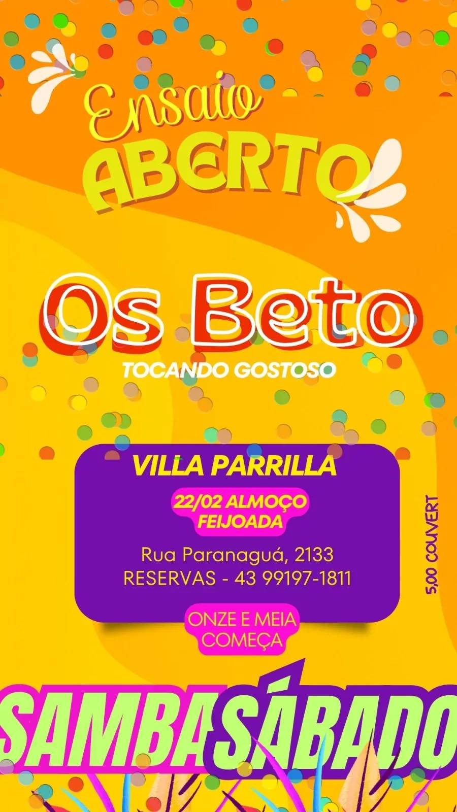 Agende aí. É neste sábado: Os Beto, samba raiz, feijoada e muita diversão