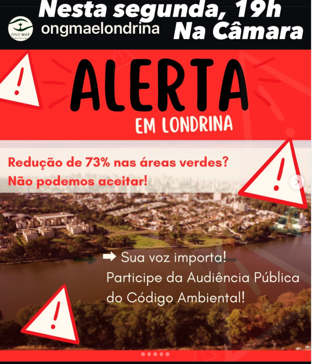 Londrina pode perder mais de 70% das áreas verdes. Hoje tem audiência pública