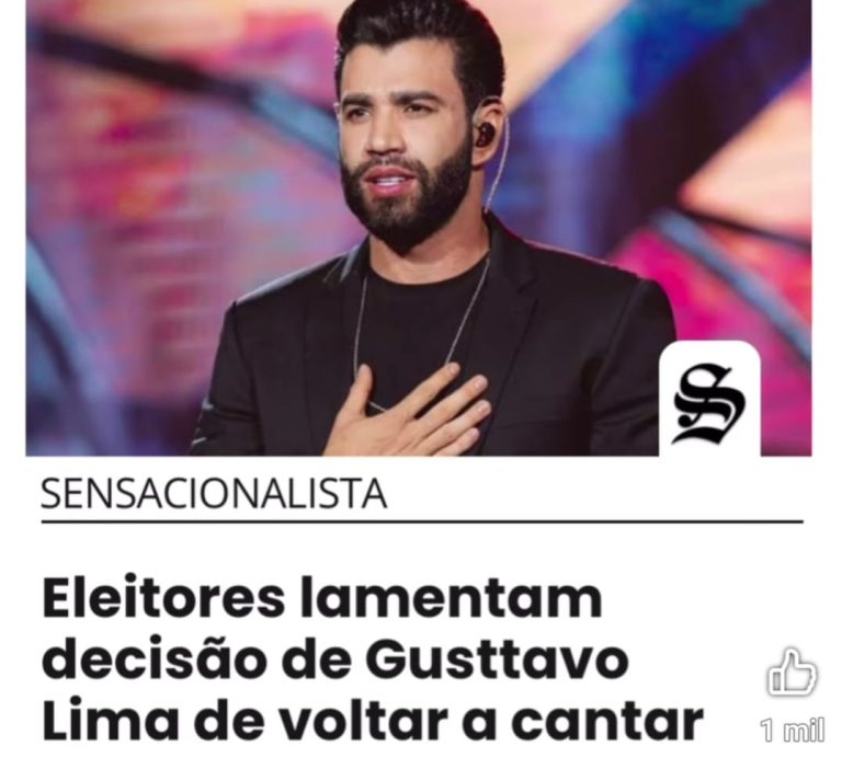 Gusttavo Lima: Eleitores lamentam, diz o Sensacionalista