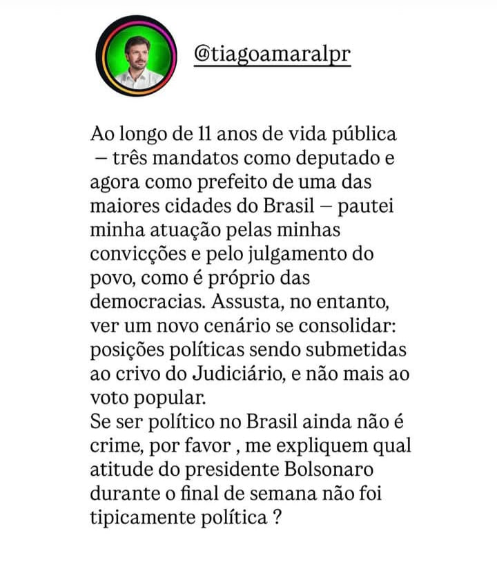 O que disse o prefeito Tiago Amaral sobre a prisão de Bolsonaro