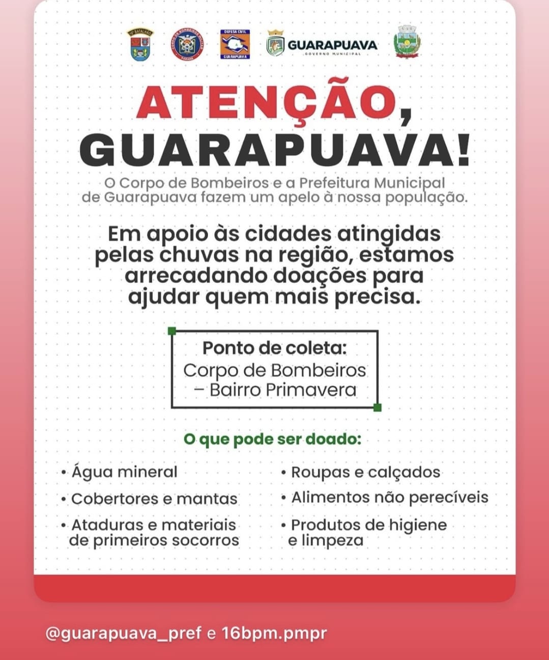 Guarapuava pede ajuda para os atingidos pelo tornado