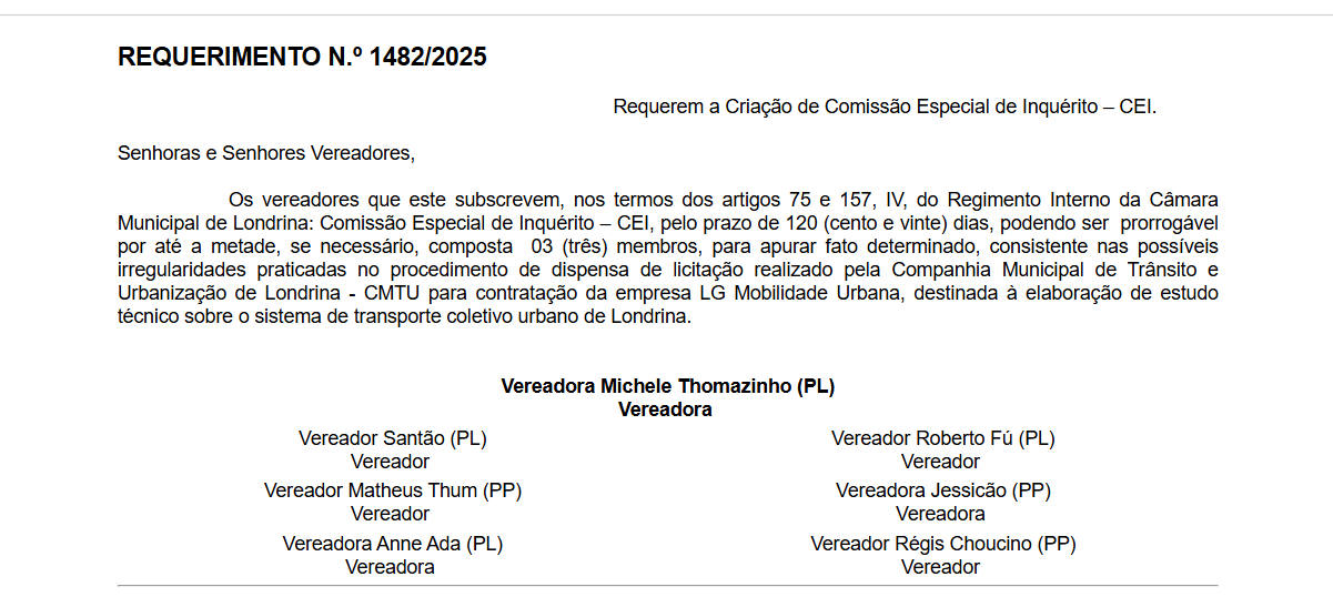 Abertura de CEI na Câmara de Londrina, por enquanto, engavetada