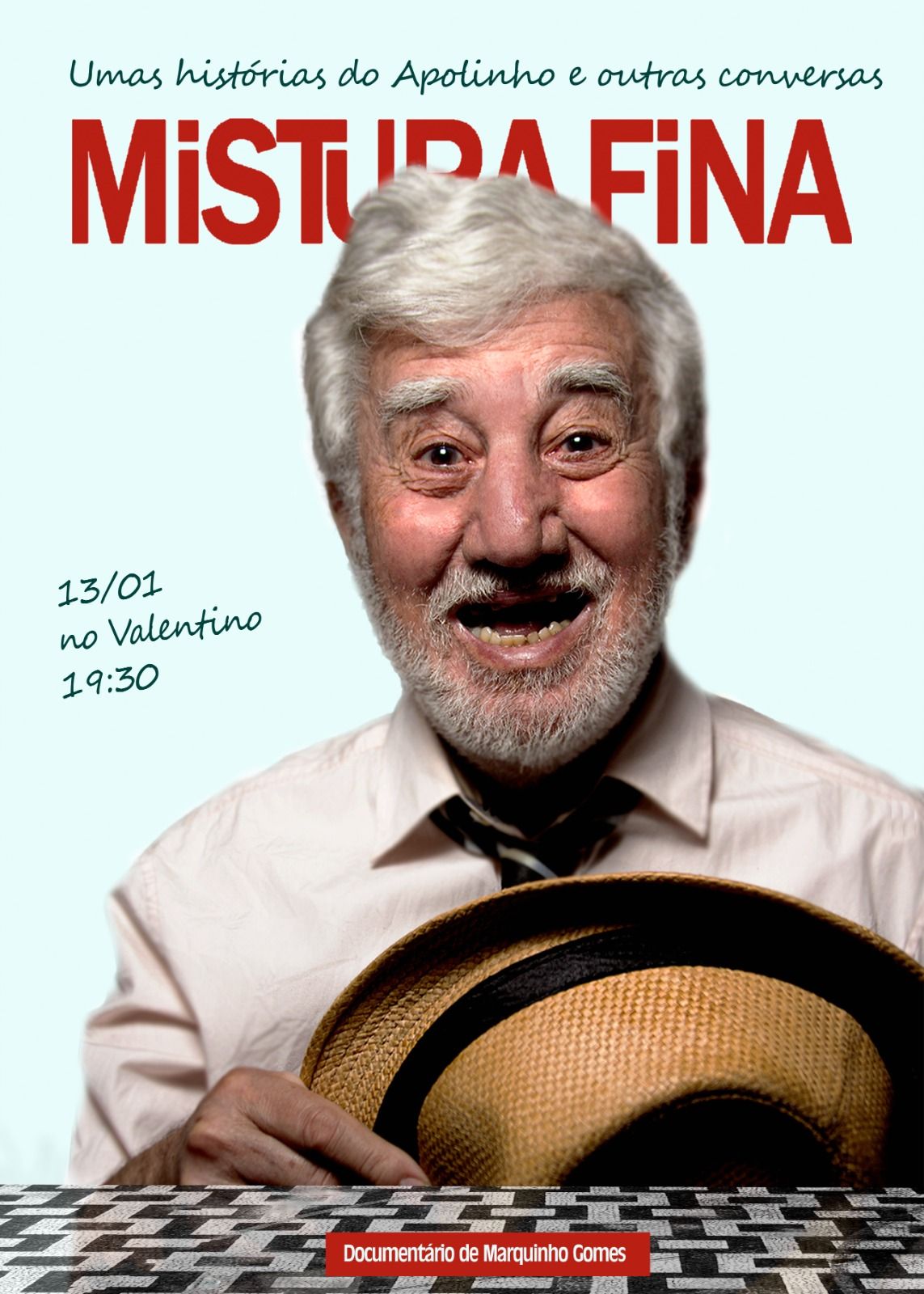 Hoje, no Valentino, documentário Mistura Fina, sobre o ator, jornalista e escritor Apolo Theodoro