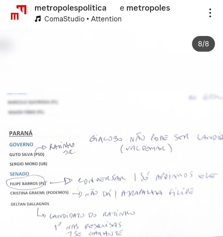 Conjecturas em anotações de Flávio Bolsonaro com presidente do PL inflamam conversas no Paraná