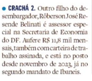Desembargador Roberval Belinati, que liberou socorro ao BRB, tem dois filhos na administração do DF