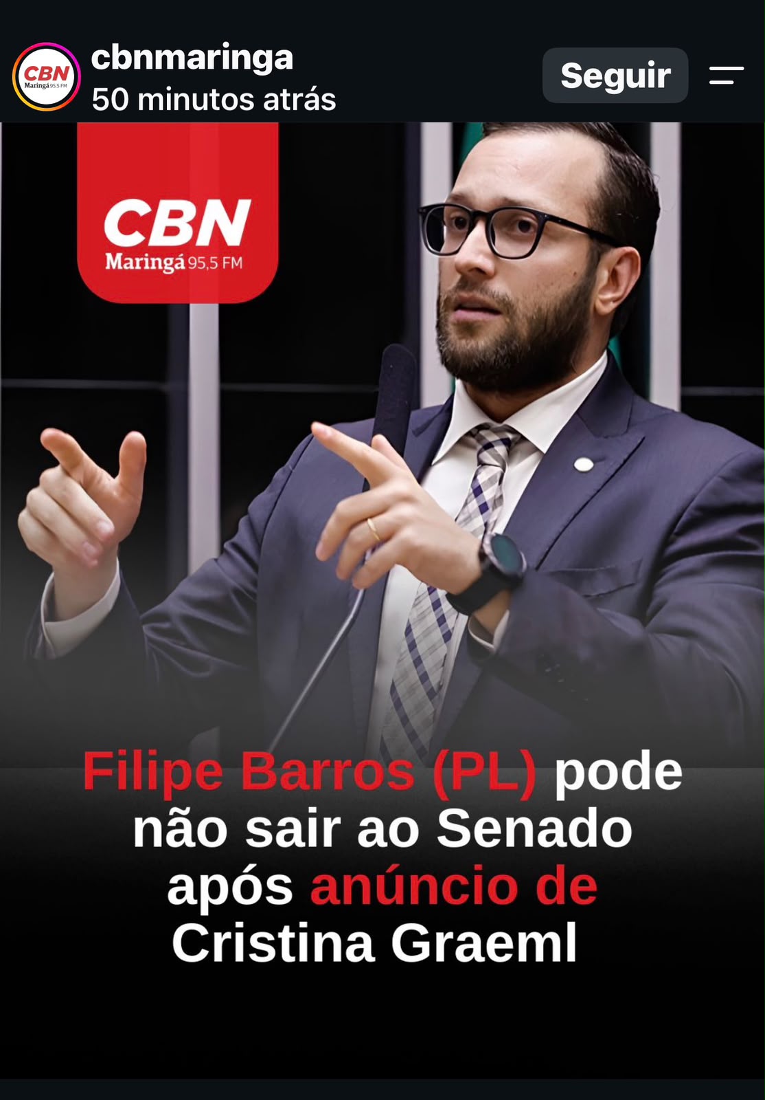 Equipe de Filipe Barros nega que ele pensa em desistir do Senado