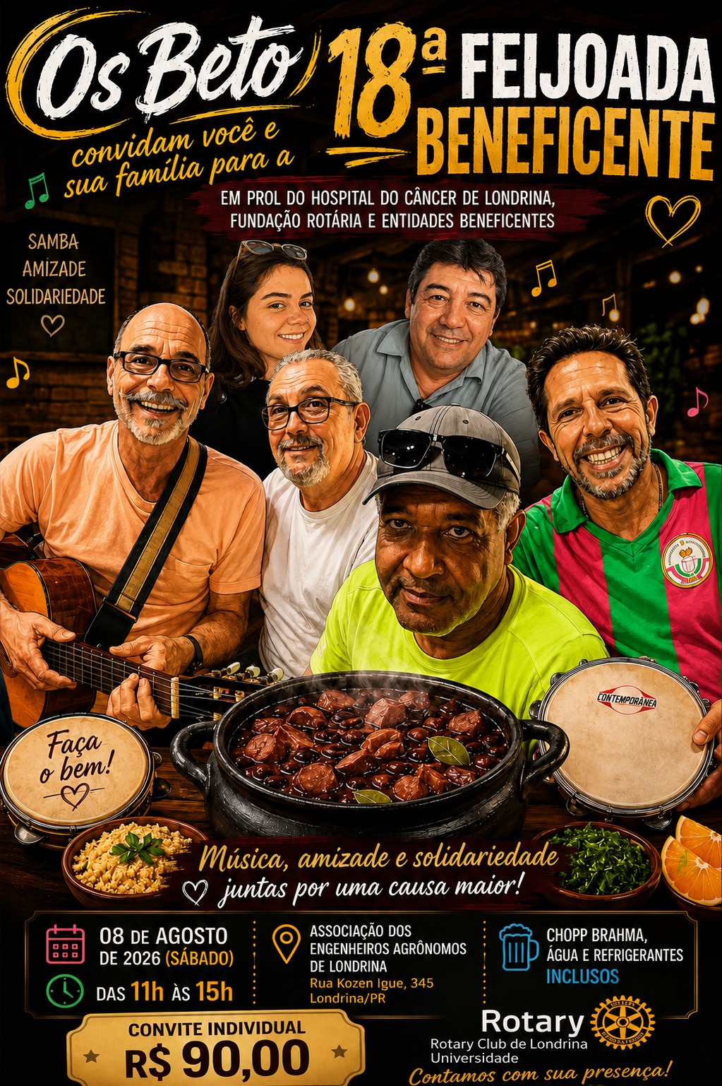 Os Beto na Feijoada Beneficente em prol do Hospital do Câncer de Londrina