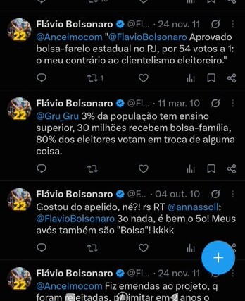 Flávio apaga mensagens em que chamava o Bolsa Família de BOLSA FARELO